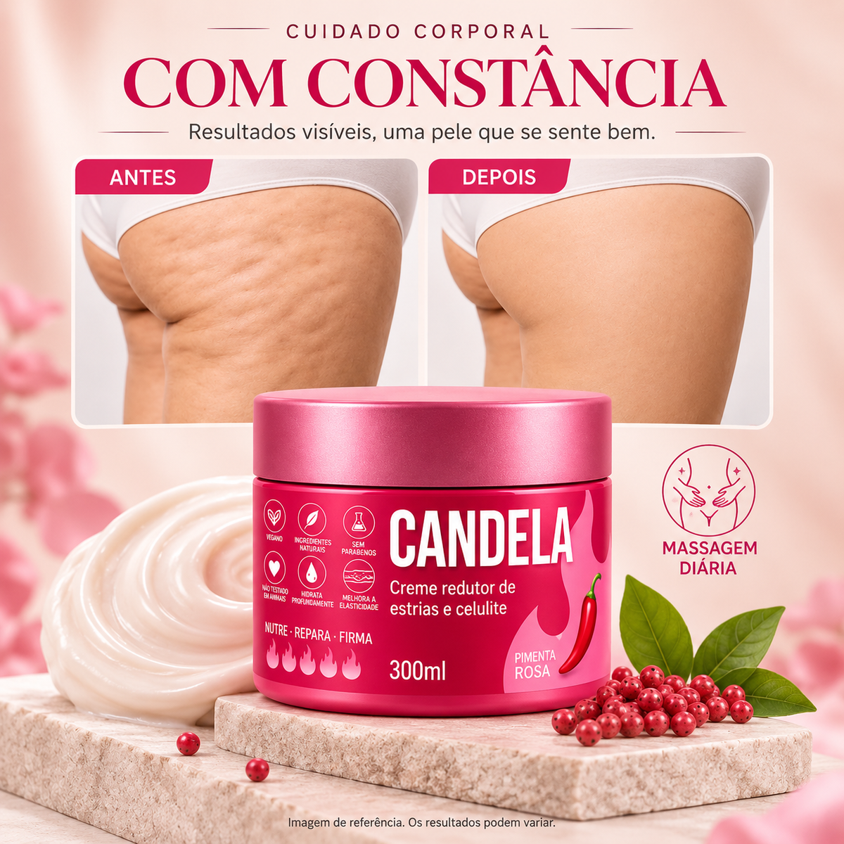 CANDELA – Creme Corporal Intensivo para Estrias, Celulites e Textura Irregular